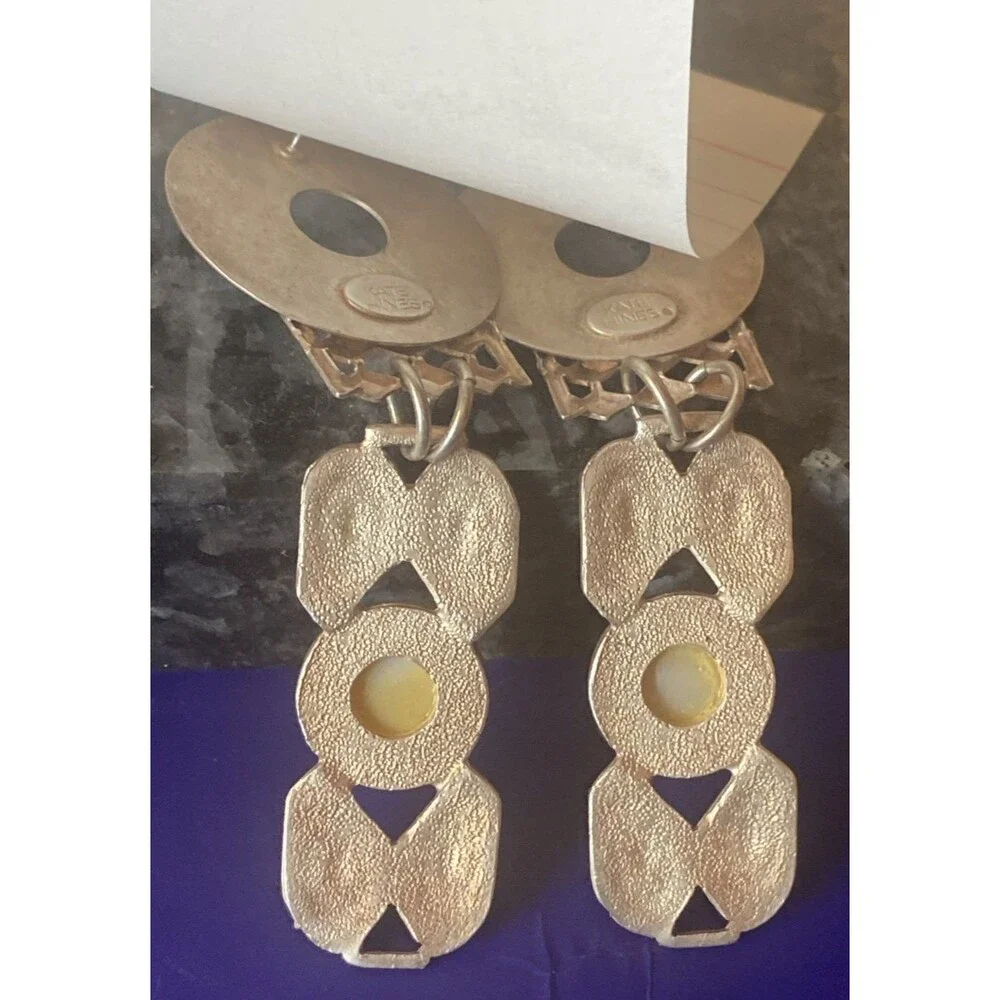 Vintage Kate Hines Long Dangle  Drop earrings Silver Tone